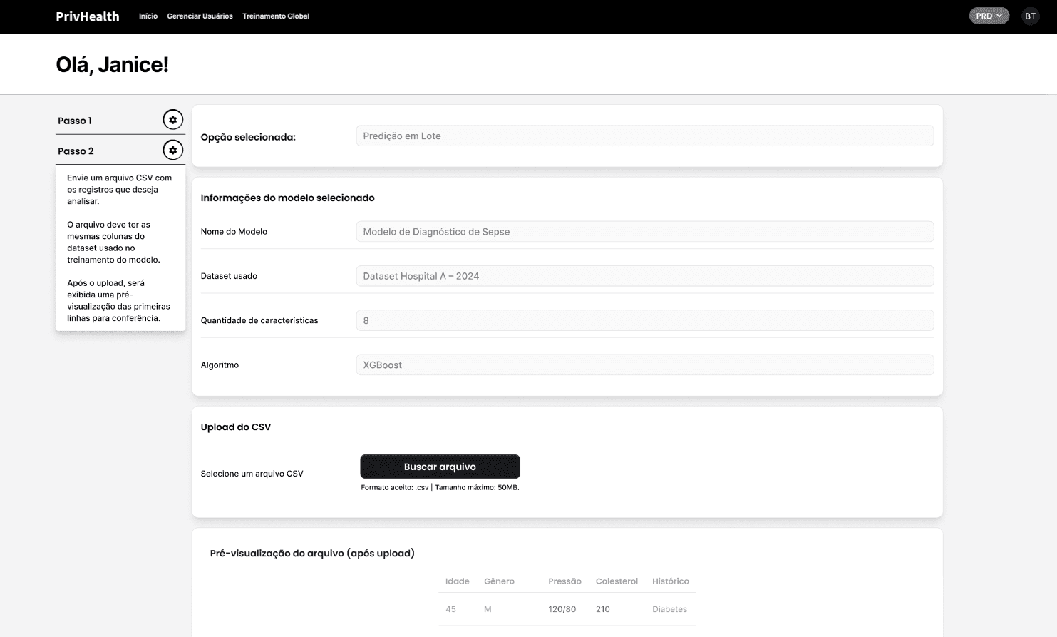 Interface de Predição